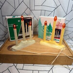 Noma 3 Lite Candolier Set of 2 OS Cream Good Vintage Christmas Window Lights Box